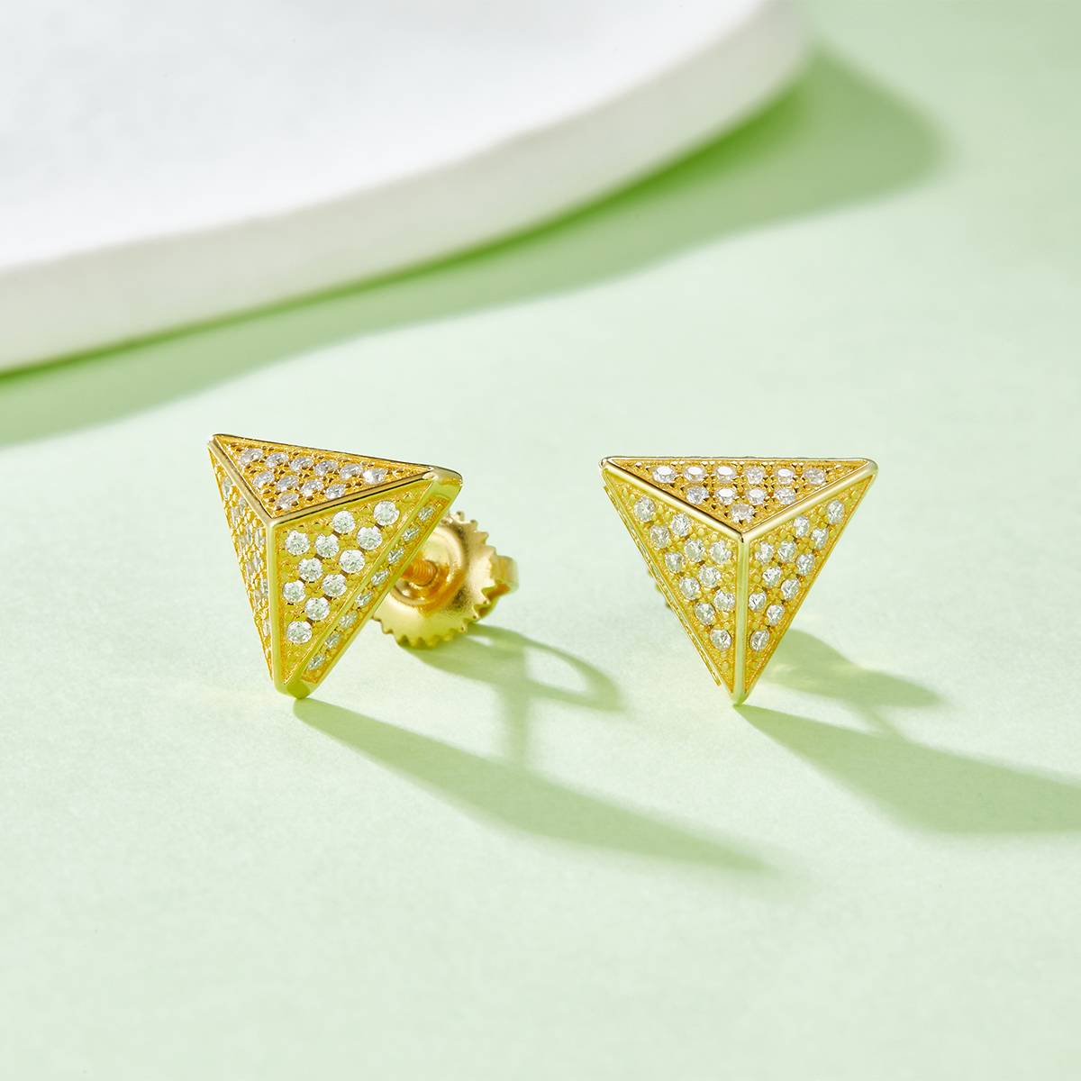 Triangle S925 silver ear nail with thread Moissanite grade D 0.51CT